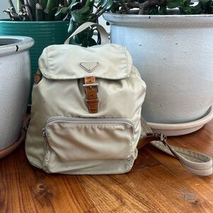 VINTAGE PRADA backpack Tessuto nylon — neutral tan beige — authentic, summery